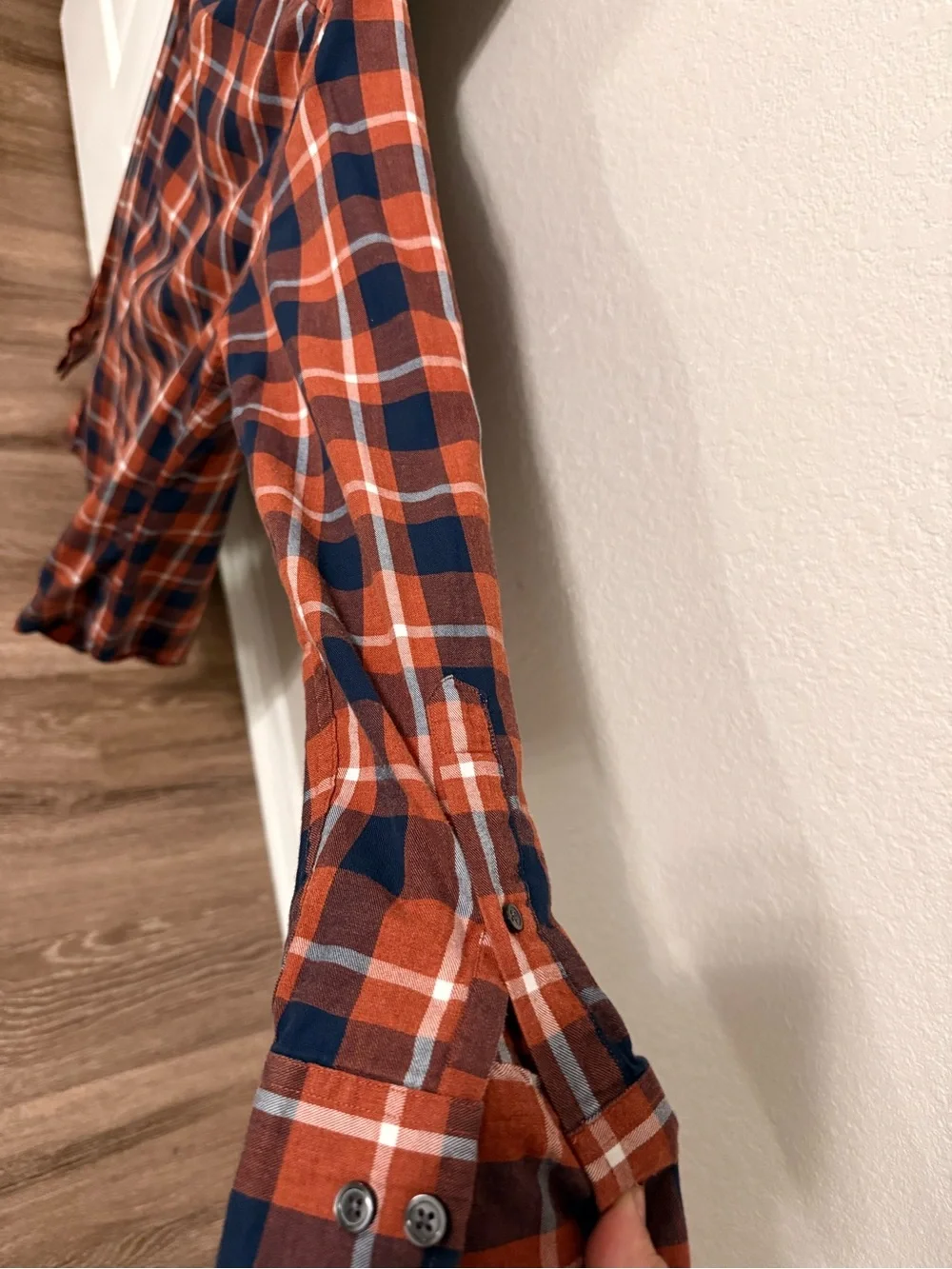 Banana Republic Orange and Navy Plaid Button-Down Shirt